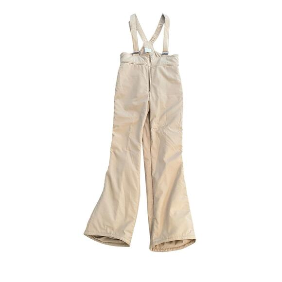 Roffe Vintage Snow Pants Bibs Adult Tan Khaki Ski Size Medium USA